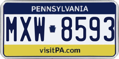 PA license plate MXW8593