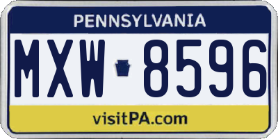 PA license plate MXW8596