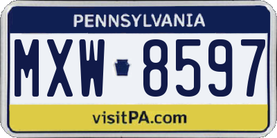 PA license plate MXW8597