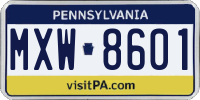 PA license plate MXW8601