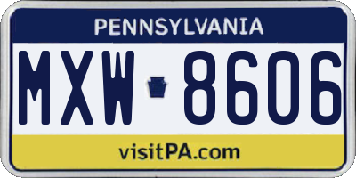 PA license plate MXW8606