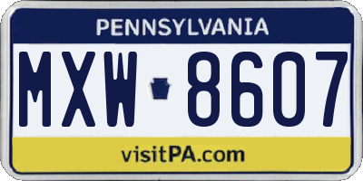 PA license plate MXW8607