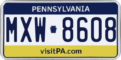 PA license plate MXW8608