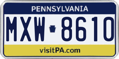 PA license plate MXW8610