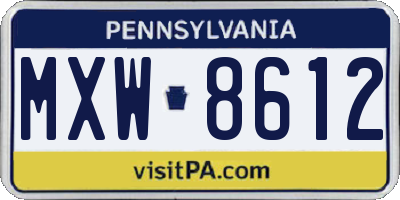 PA license plate MXW8612