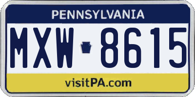 PA license plate MXW8615