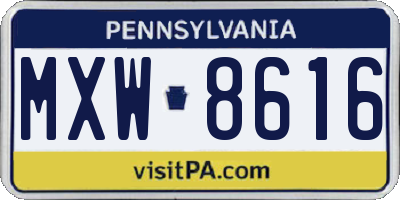 PA license plate MXW8616