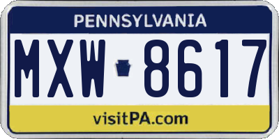 PA license plate MXW8617