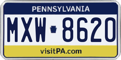 PA license plate MXW8620