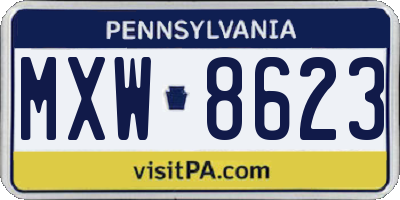 PA license plate MXW8623