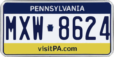 PA license plate MXW8624