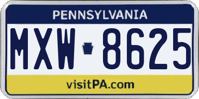 PA license plate MXW8625