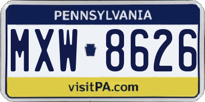 PA license plate MXW8626