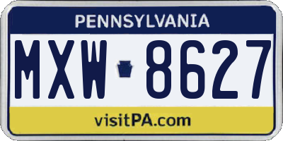 PA license plate MXW8627
