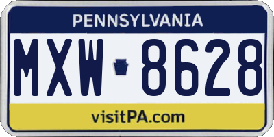 PA license plate MXW8628