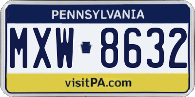 PA license plate MXW8632