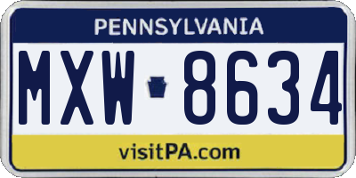 PA license plate MXW8634