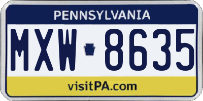 PA license plate MXW8635