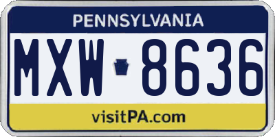 PA license plate MXW8636
