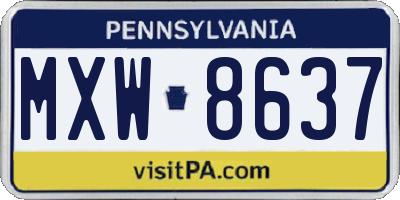 PA license plate MXW8637