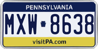 PA license plate MXW8638