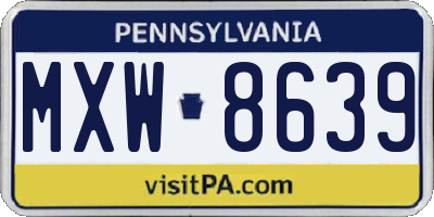 PA license plate MXW8639