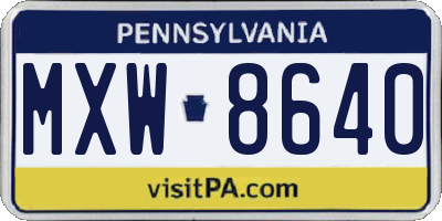 PA license plate MXW8640