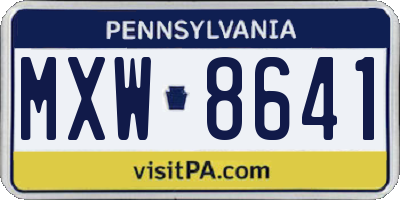 PA license plate MXW8641