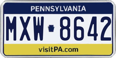 PA license plate MXW8642