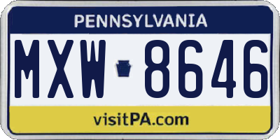 PA license plate MXW8646