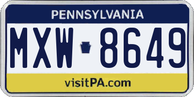 PA license plate MXW8649