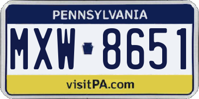 PA license plate MXW8651