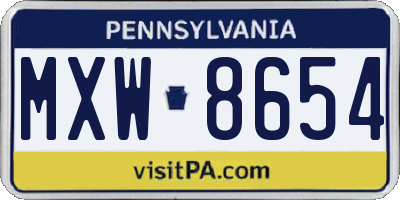 PA license plate MXW8654