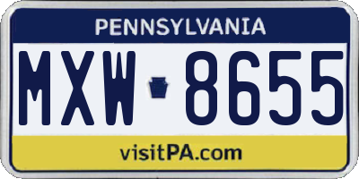 PA license plate MXW8655