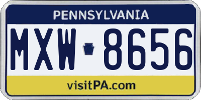 PA license plate MXW8656