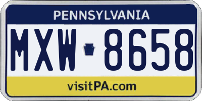 PA license plate MXW8658