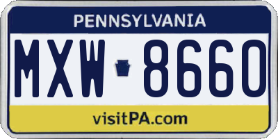 PA license plate MXW8660