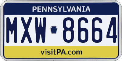 PA license plate MXW8664