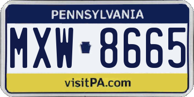 PA license plate MXW8665