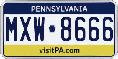 PA license plate MXW8666