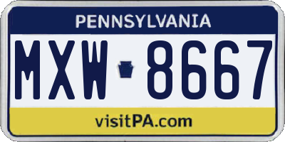 PA license plate MXW8667