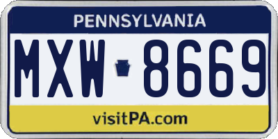 PA license plate MXW8669