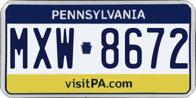 PA license plate MXW8672