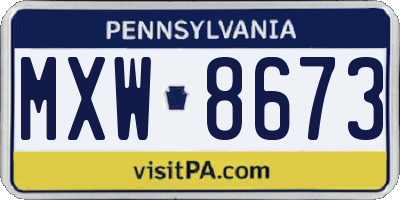 PA license plate MXW8673