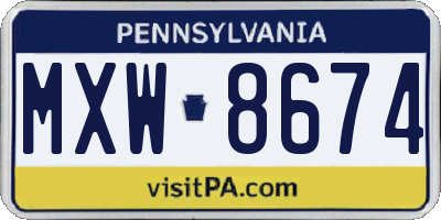 PA license plate MXW8674