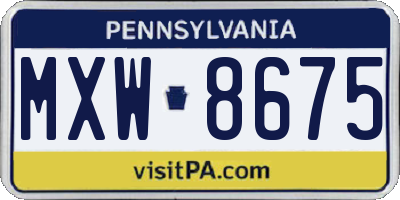 PA license plate MXW8675