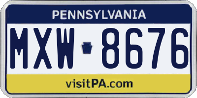 PA license plate MXW8676