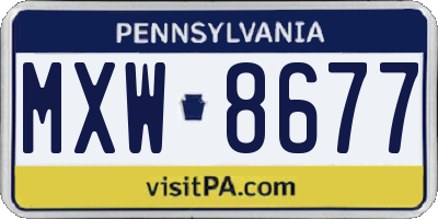 PA license plate MXW8677