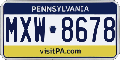 PA license plate MXW8678