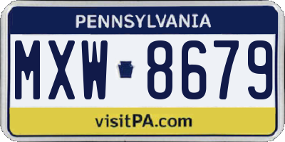 PA license plate MXW8679